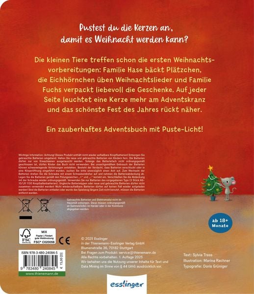 Mein Puste-Licht-Buch: Advent, Advent, ein Lichtlein brennt