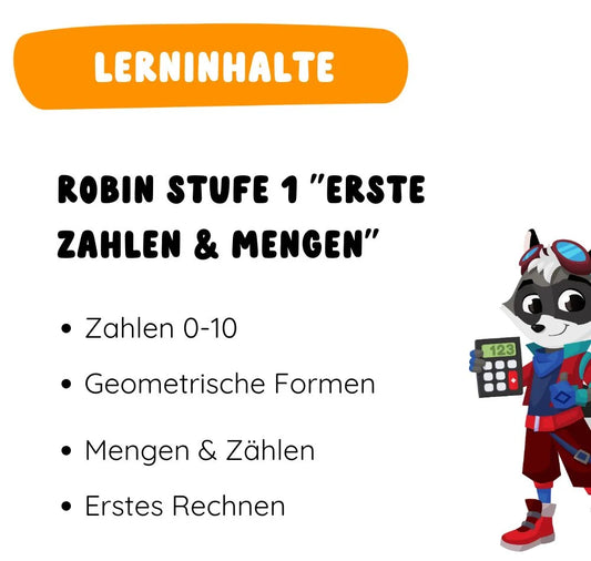 Figur Robin "Zahlen & Mengen" - Stufe 1 - EDURINO
